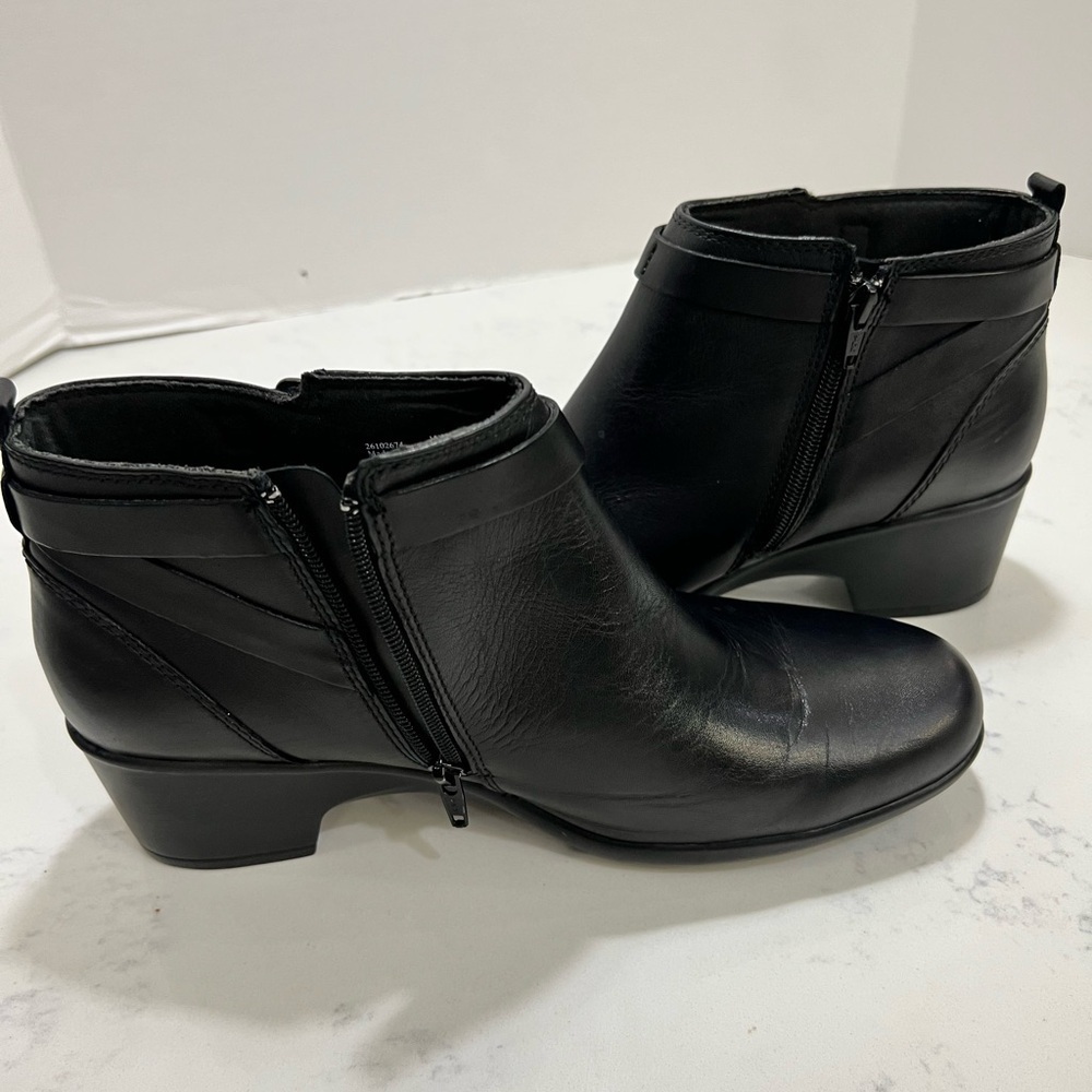 Clarks Black Ankle Booties with Buckle - Picture 2 of 11
